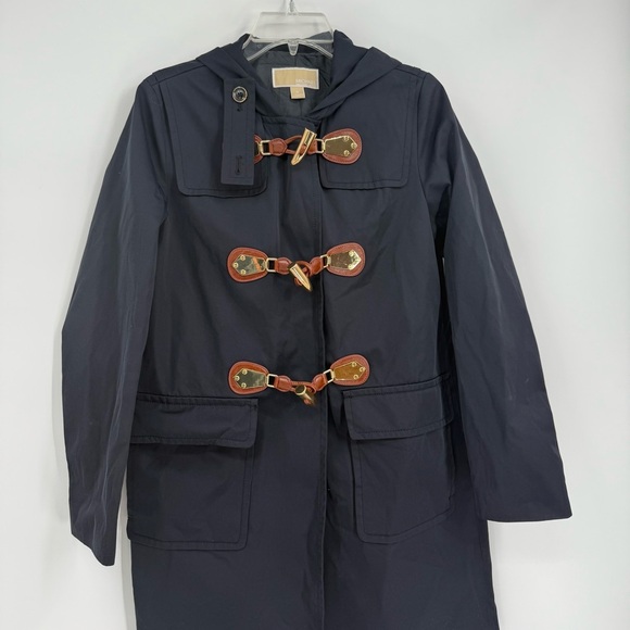 MICHAEL Michael Kors Toggle softshell Coat Navy Blue Cotton-Blend Size Medium - Picture 4 of 9